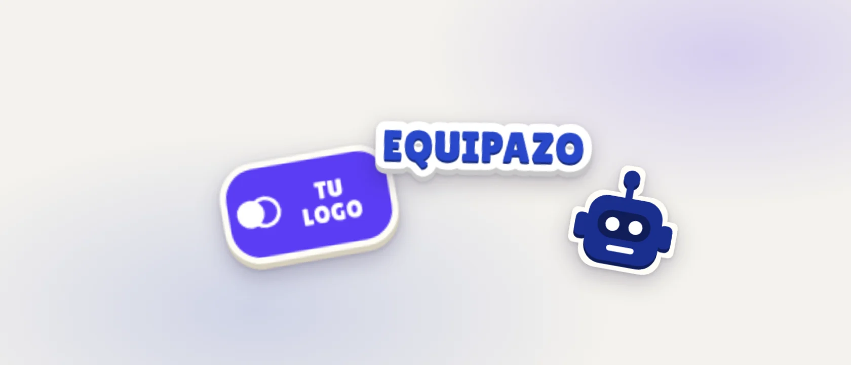 Clacs de equipo: un logo de ejemplo, la palabra equipazo y un cohete