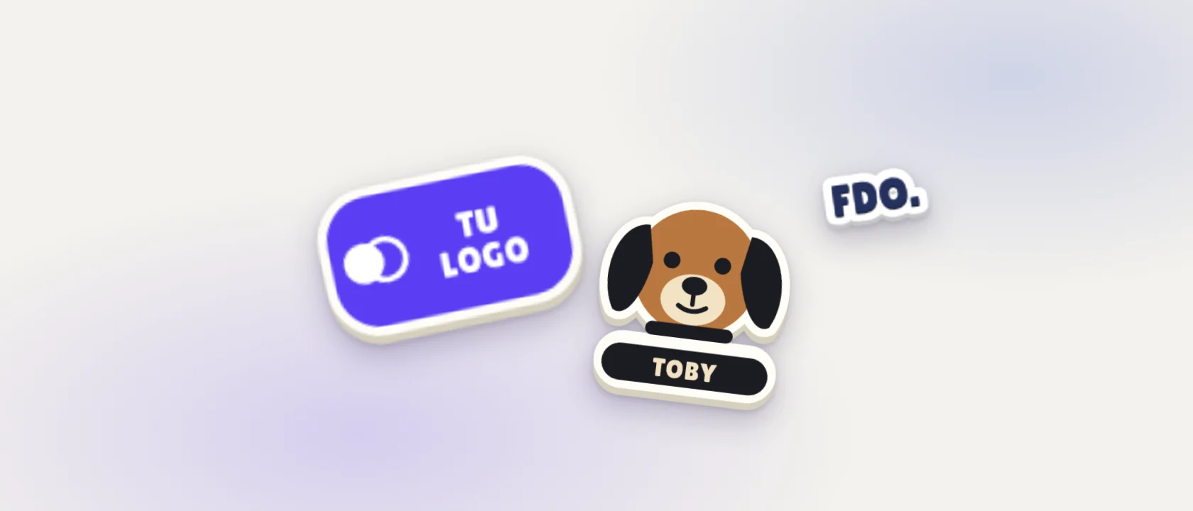 Clacs hechos en el Lab: un logo de ejemplo, un perro y una firma