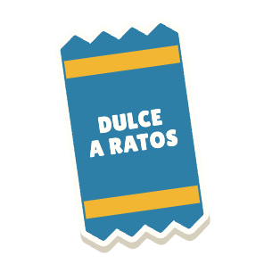 Clac con forma de un sobre de azúcar y el texto «DULCE A RATOS»