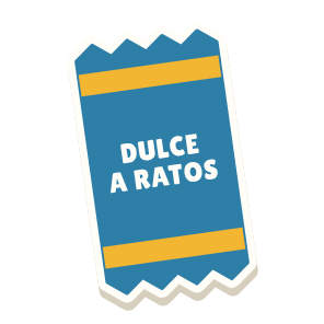 Clac con forma de un sobre de azúcar y el texto «DULCE A RATOS»