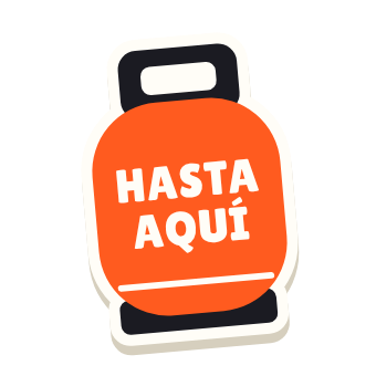 Clac con forma de una bombona de butano y el texto «HASTA AQUÍ»