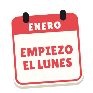 Clac con forma de una hoja de calendario de enero y el texto «EMPIEZO EL LUNES»