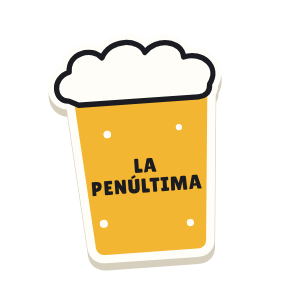 Clac con forma de una caña de cerveza y el texto «LA PENÚLTIMA»