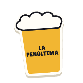 Clac con forma de una caña de cerveza y el texto «LA PENÚLTIMA»