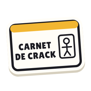 Clac con forma de un carnet y el texto «CARNET DE CRACK»