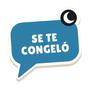 Clac con forma de un bocadillo de chat y el texto «SE TE CONGELÓ»