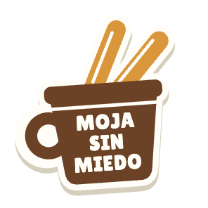 Clac con forma de unos churros y el texto «MOJA SIN MIEDO»
