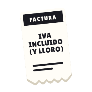 Clac con forma de una factura y el texto «IVA INCLUIDO (Y LLORO)»