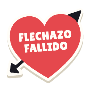 Clac con forma de un corazón atravesado por una flecha y el texto «FLECHAZO FALLIDO»