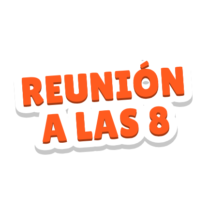 Clac de letras recortadas que dice «REUNIÓN A LAS 8»