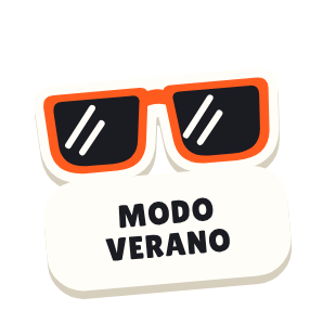 Clac con forma de unas gafas y el texto «MODO VERANO»