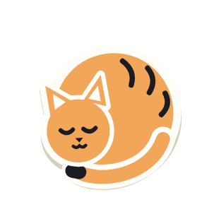 Clac con forma de un gato hecho una bola