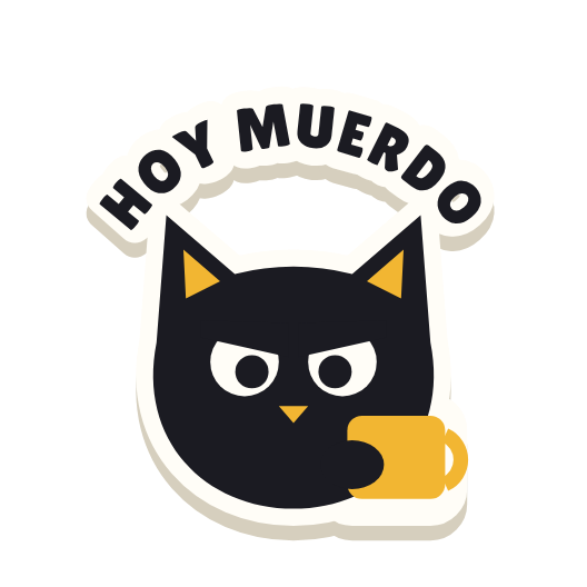 Clac con forma de un gato con mala cara y el texto «HOY MUERDO»