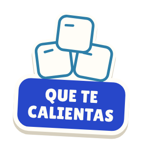 Clac con forma de unos cubitos de hielo y el texto «QUE TE CALIENTAS»