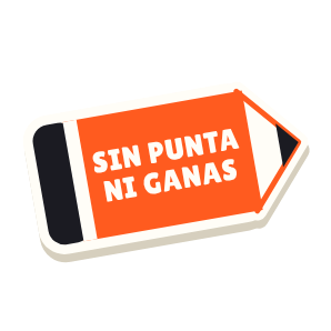 Clac con forma de un lápiz y el texto «SIN PUNTA NI GANAS»