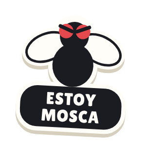 Clac con forma de una mosca y el texto «ESTOY MOSCA»