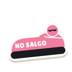 Clac con forma de una pantufla y el texto «NO SALGO»