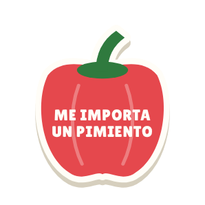 Clac con forma de un pimiento rojo y el texto «ME IMPORTA UN PIMIENTO»
