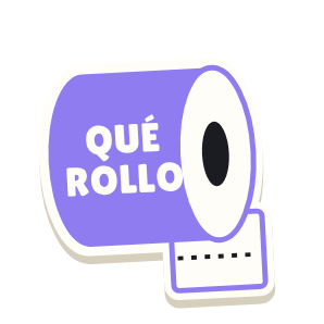 Clac con forma de un rollo de papel higiénico y el texto «QUÉ ROLLO»