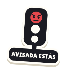 Clac con forma de un semáforo y el texto «AVISADA ESTÁS»