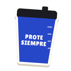 Clac con forma de un vaso shaker y el texto «PROTE SIEMPRE»