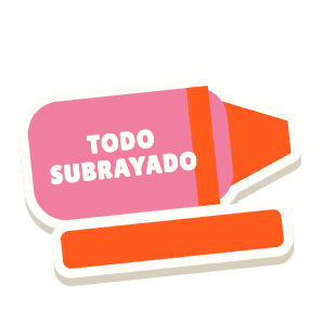 Clac con forma de un subrayador y el texto «TODO SUBRAYADO»