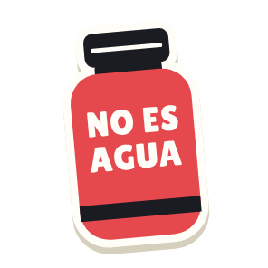 Clac con forma de un termo y el texto «NO ES AGUA»