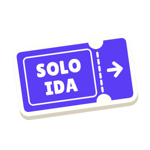 Clac con forma de un tique y el texto «SOLO IDA»