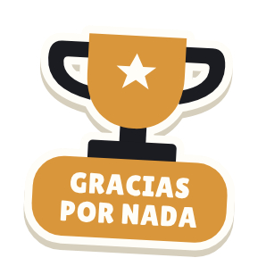 Clac con forma de un trofeo y el texto «GRACIAS POR NADA»